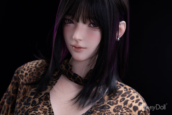 C012 Linglong: 161cm A-cup Leopard Print Blouse Silicone Sex Doll