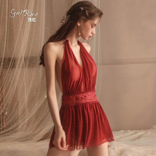 Sexy Sheer Halter Backless Lingerie