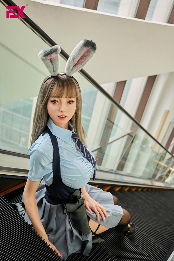 Jie: 166 cm D-Cup Realistische Silikon-Sex-Puppe - EX-Puppe