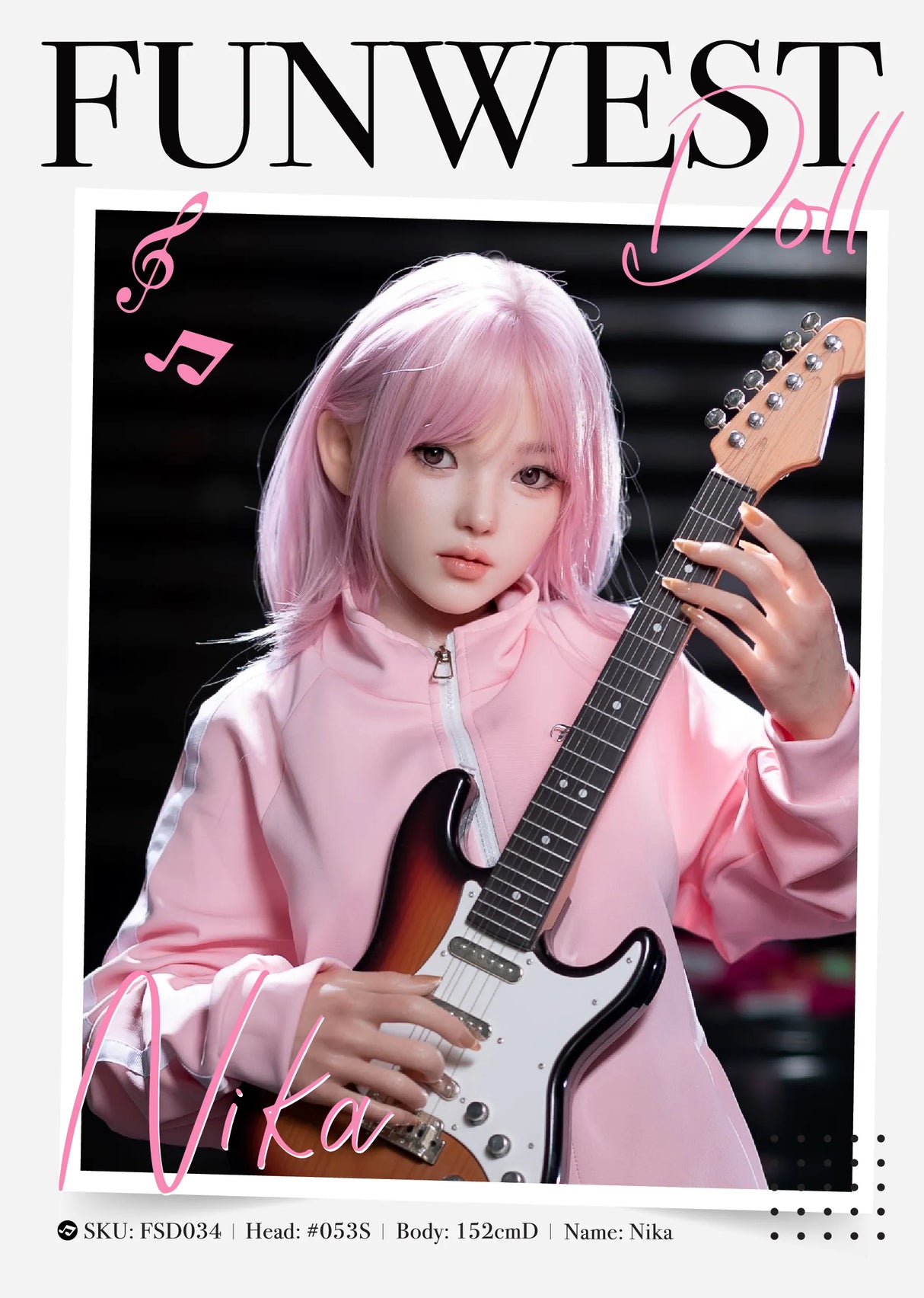 Nika: 152cm D-Cup Electric Guitar Girl Realistic Sex Doll-FSD034-#053S