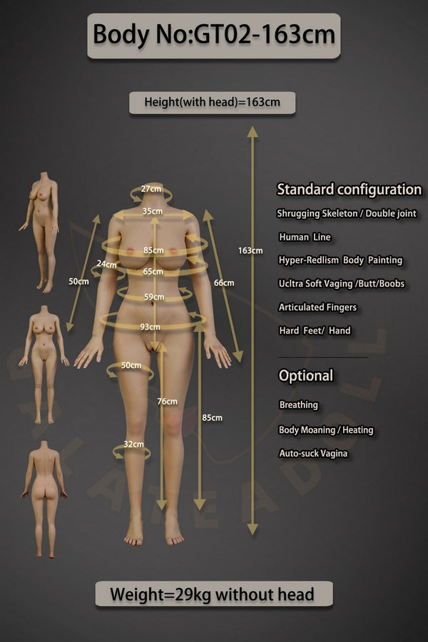 GT02+JS#044(Tan)-1: 163cm E-Cup Realistic Silicone Sex Doll-Galatea