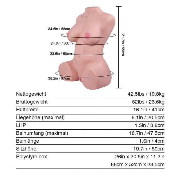 Candice Fair: Tantaly Sex Doll Torso, die realistischste Muschi (Lieferung in 5–7 Tagen)