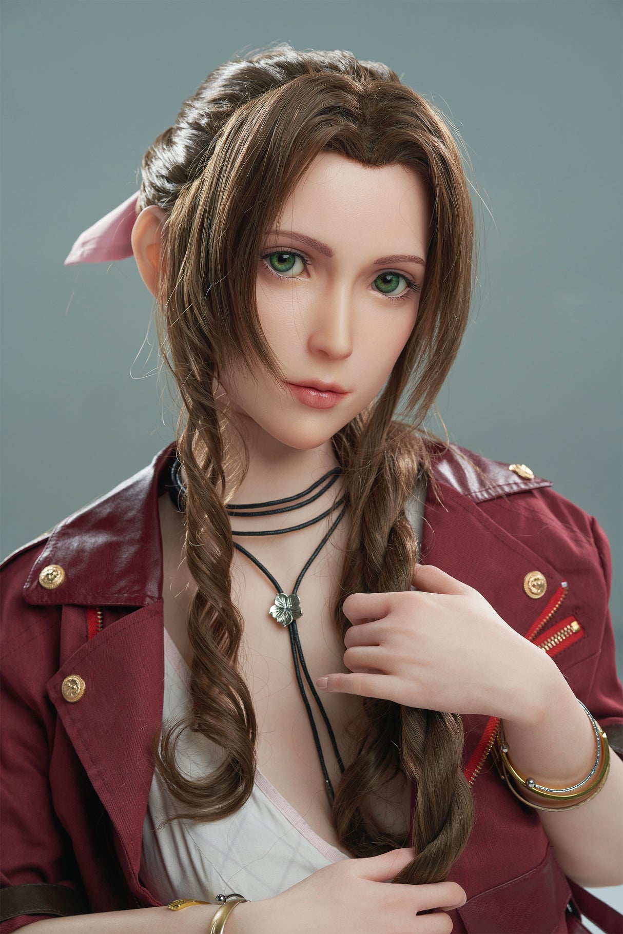 Aerith : Poupée sexuelle en silicone de 167 cm, taille D, de type Cosplay – Personnage de jeu vidéo