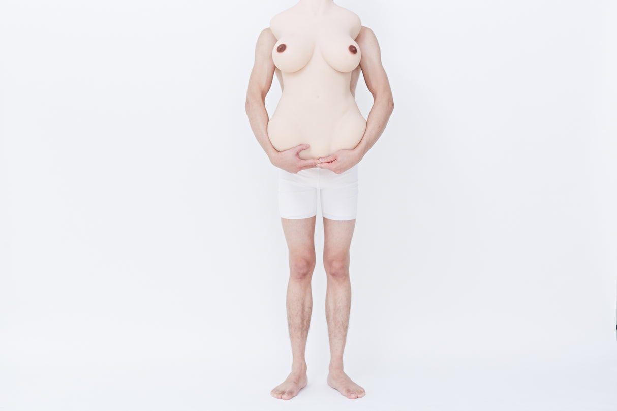 Runder Oberschenkel, gelb: 93 cm großer Torso der echten TPE-Liebespuppe – Höhepunkt-Puppe