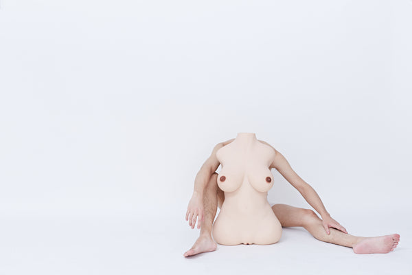 Runder Oberschenkel, gelb: 93 cm großer Torso der echten TPE-Liebespuppe – Höhepunkt-Puppe