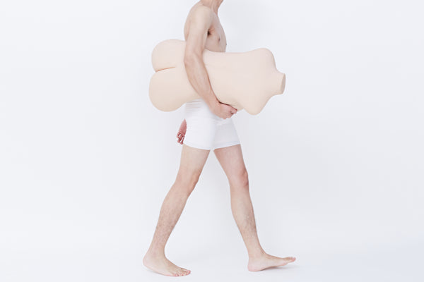 Runder Oberschenkel, gelb: 93 cm großer Torso der echten TPE-Liebespuppe – Höhepunkt-Puppe