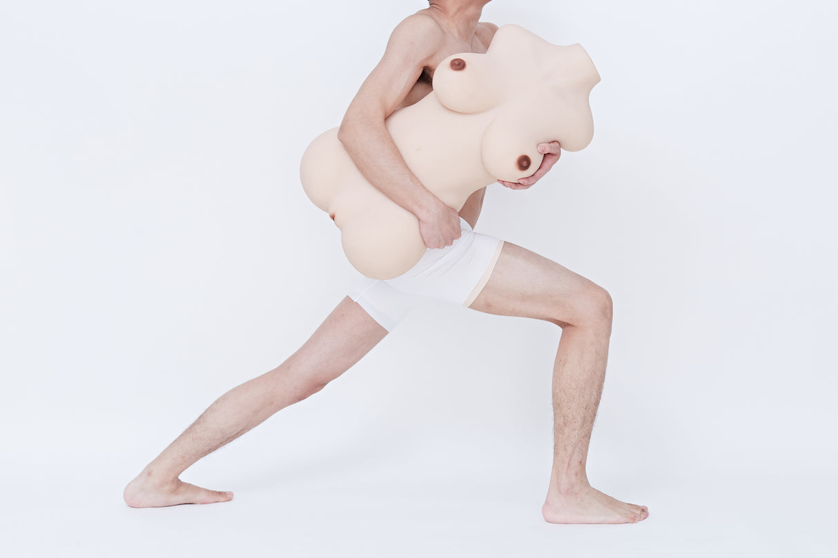 Runder Oberschenkel, gelb: 93 cm großer Torso der echten TPE-Liebespuppe – Höhepunkt-Puppe