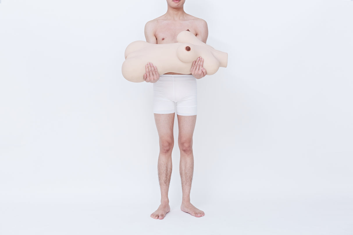 Runder Oberschenkel, gelb: 93 cm großer Torso der echten TPE-Liebespuppe – Höhepunkt-Puppe