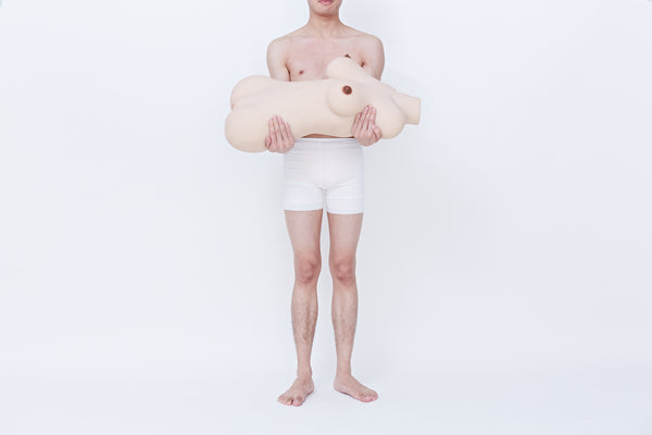 Runder Oberschenkel, gelb: 93 cm großer Torso der echten TPE-Liebespuppe – Höhepunkt-Puppe