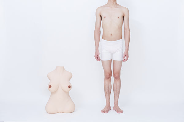 Runder Oberschenkel, gelb: 93 cm großer Torso der echten TPE-Liebespuppe – Höhepunkt-Puppe