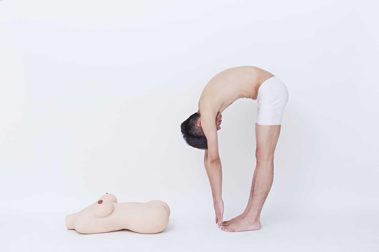 Runder Oberschenkel, gelb: 93 cm großer Torso der echten TPE-Liebespuppe – Höhepunkt-Puppe