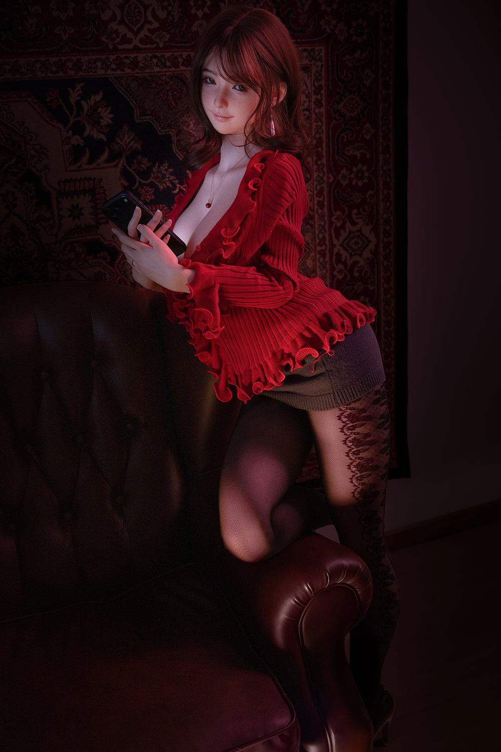 C013 Qiandao: 160cm G-cup Black Stockings Silicone Sex Doll - Max Series