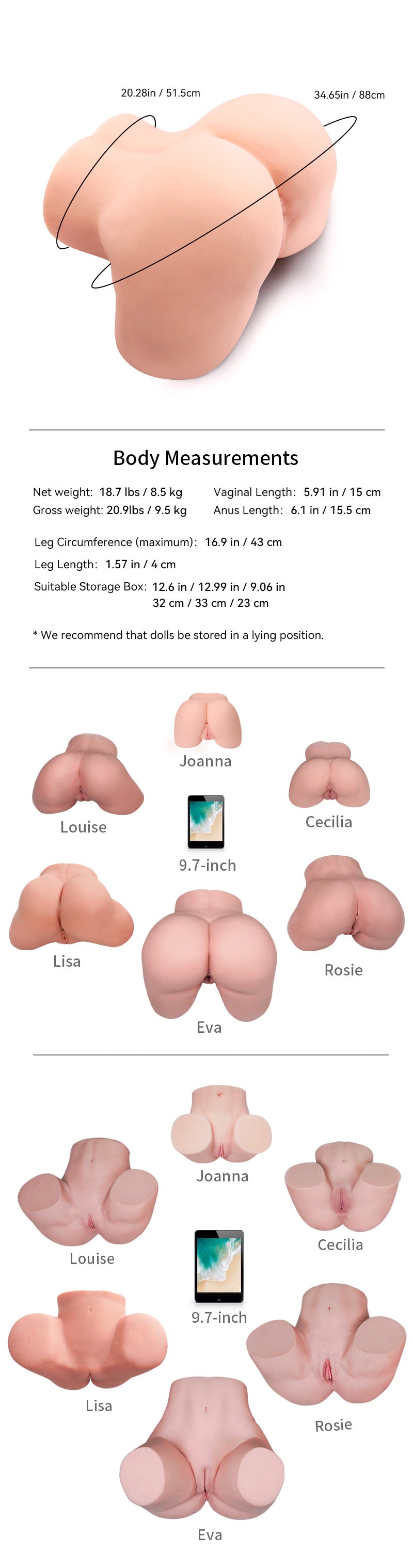 Cecilia fair: 38cm Real Tantaly Sex Doll Torso[Arrive 5-7days]