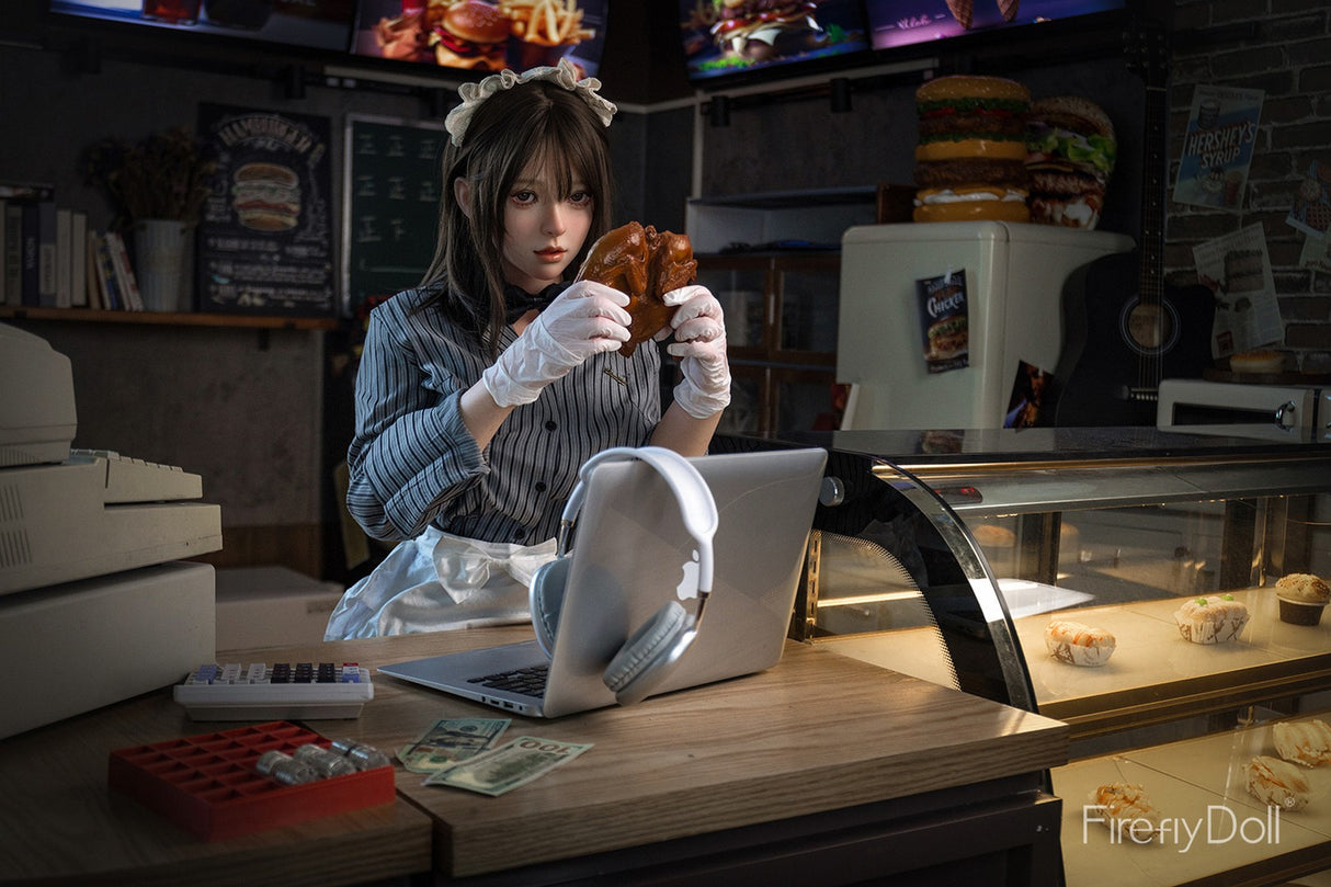 C001 Liuli: 159cm E-cup Hamburger Restaurant Silicone Sex Doll