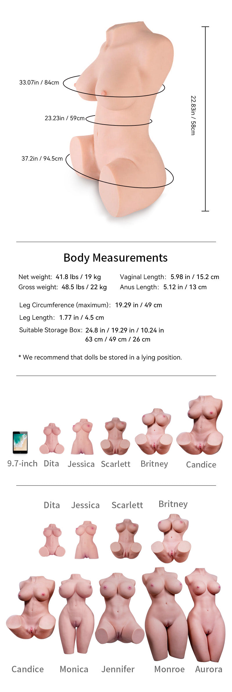 Candice Wheat: Tantaly Sex Doll Torso, die realistischste Muschi (Lieferung in 5–7 Tagen)