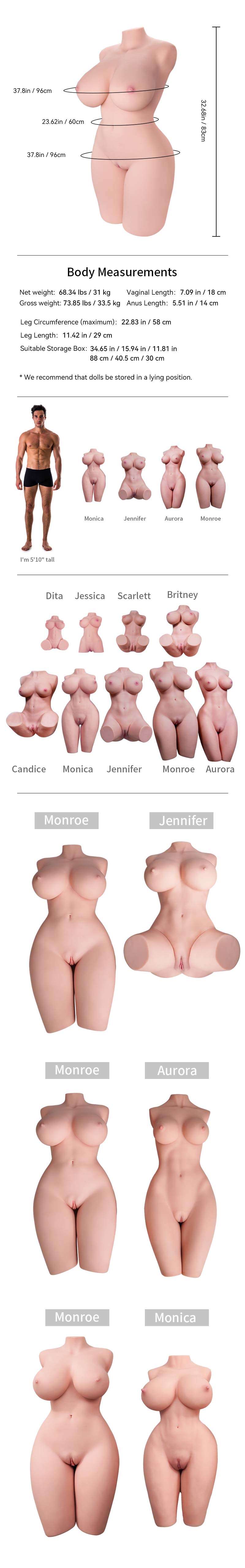 Monroe Fair: Tantaly Plump BBW Sex Doll Torso (Lieferung in 5-7 Tagen)